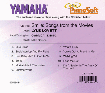 Lyle Lovett - Smile: Songs from the Movies - Piano Software