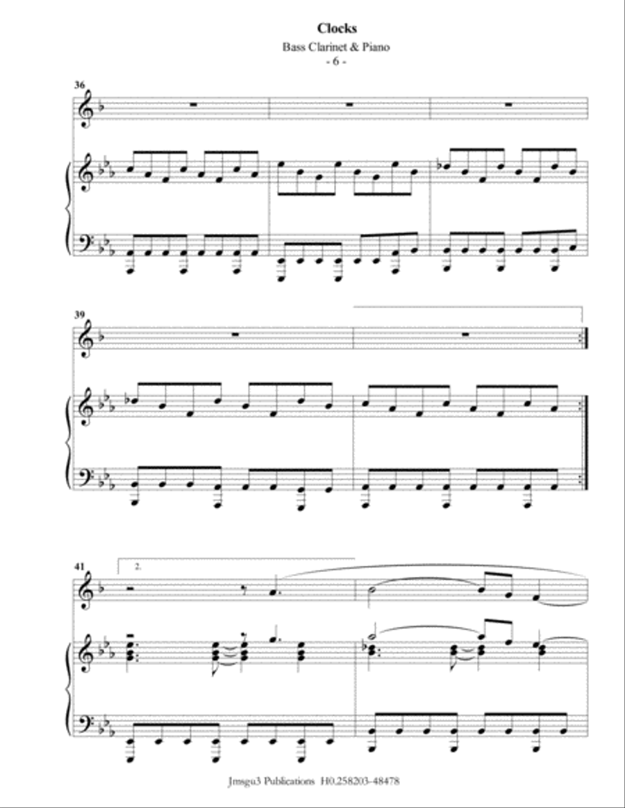 Clocks Bass Clarinet scores gallery preview page 6