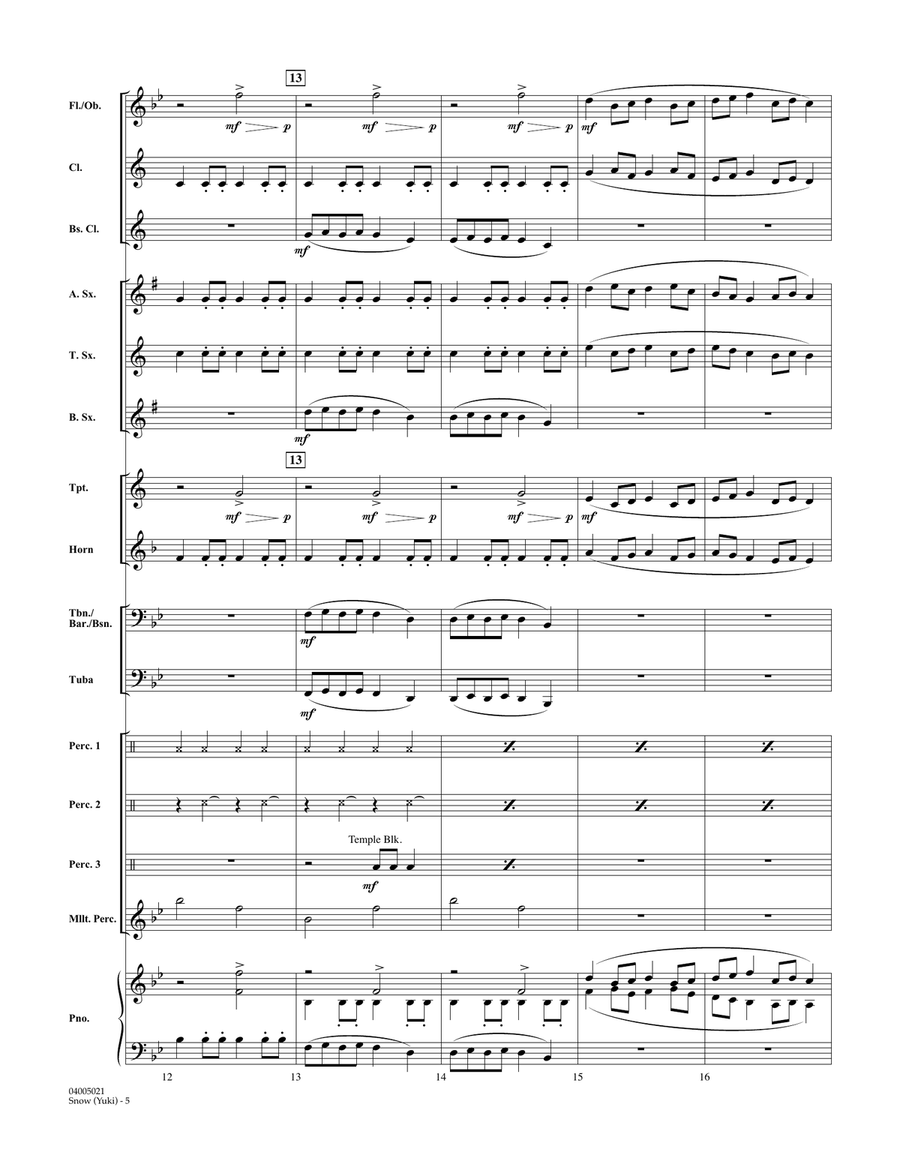 Snow (Yuki) - Conductor Score (Full Score) Concert Band scores gallery preview page 5