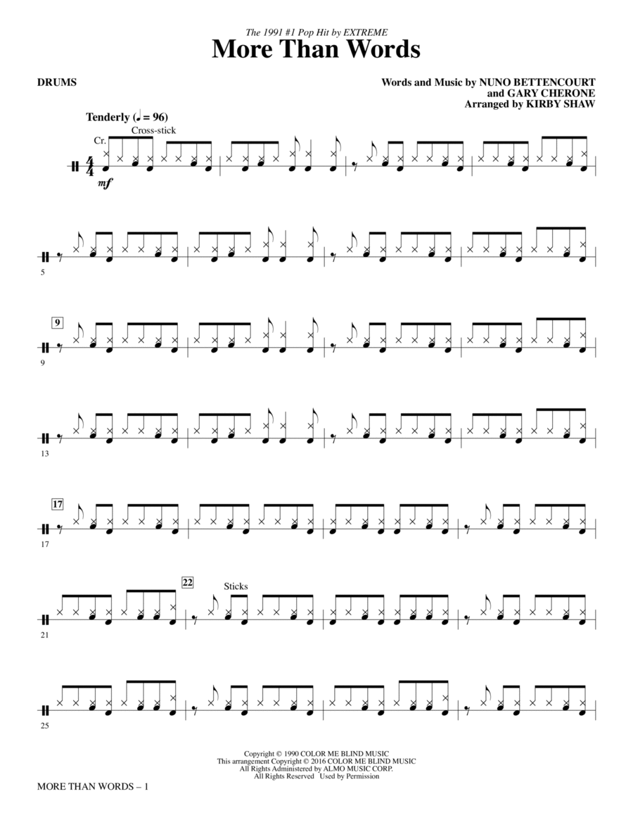 More Than Words - Drums Choir scores gallery preview page 1