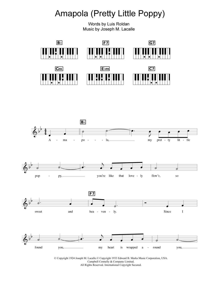 Amapola (Pretty Little Poppy) Piano scores gallery preview page 1