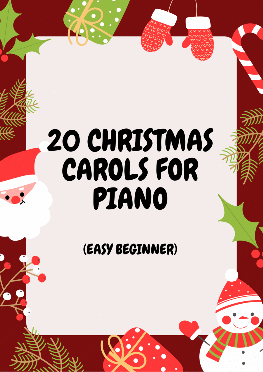 20 Christmas Carols for Piano (Easy Beginner + CHORDS) Easy Piano scores gallery preview page 1