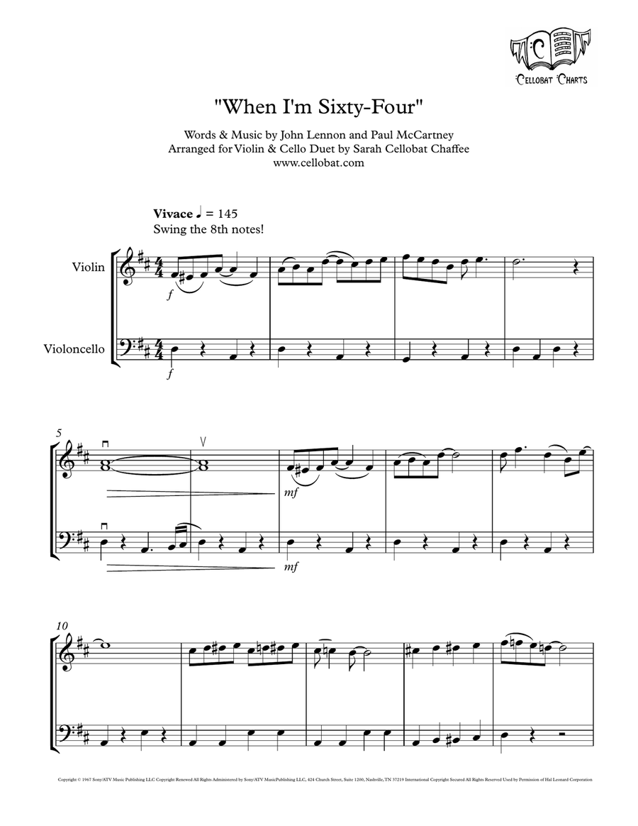 When I'm Sixty-Four String Duet scores gallery preview page 1
