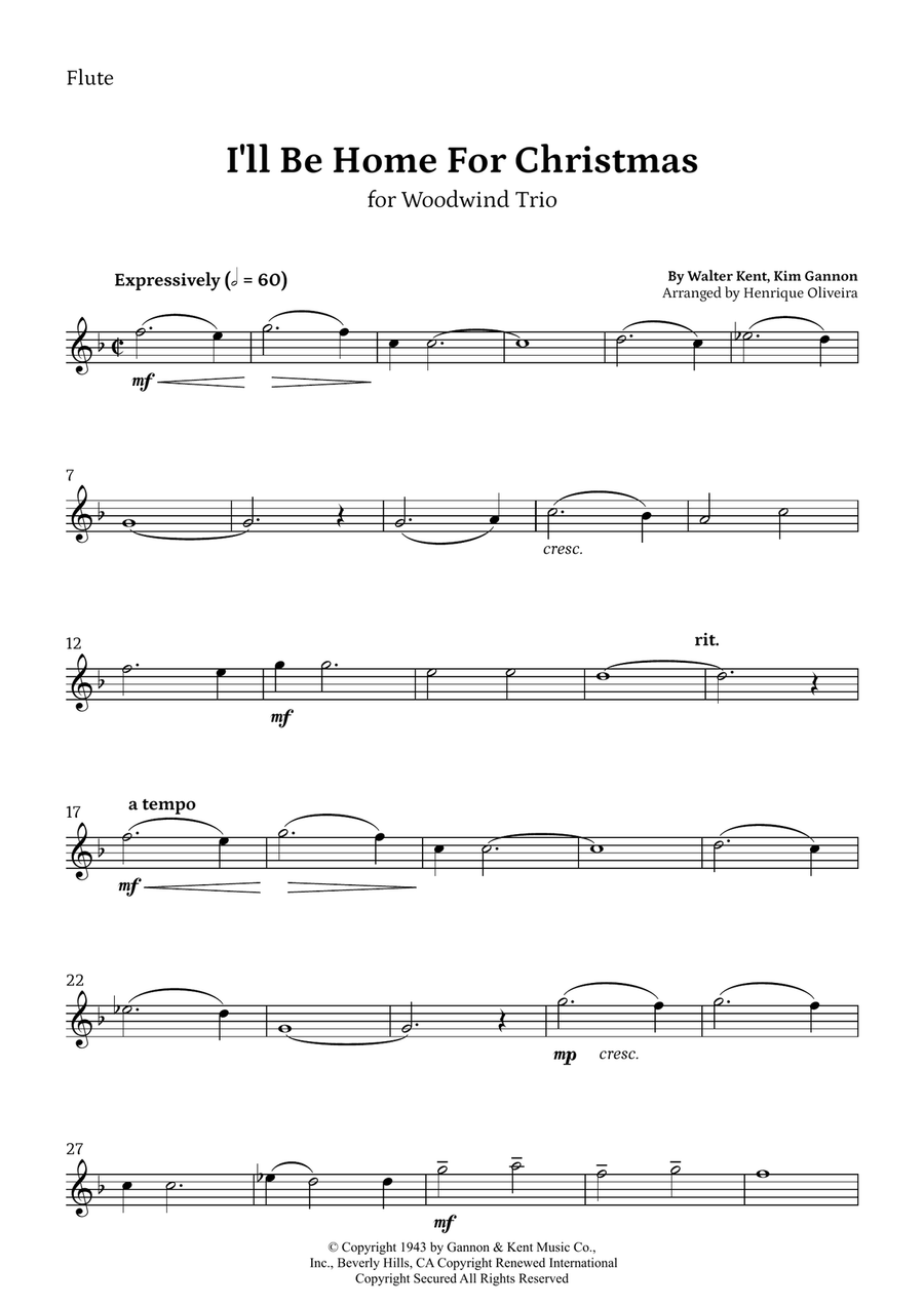 I'll Be Home For Christmas Woodwind Trio scores gallery preview page 6