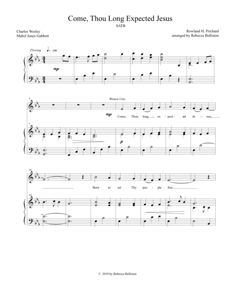 Come, Thou Long Expected Jesus (SATB) 