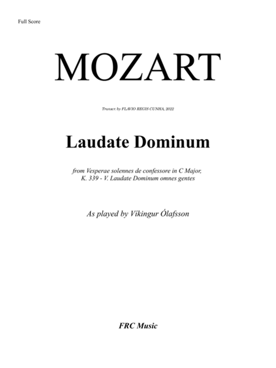 Mozart: Laudate Dominum - K. 339 - As played by Víkingur Ólafsson for Piano Solo image number null