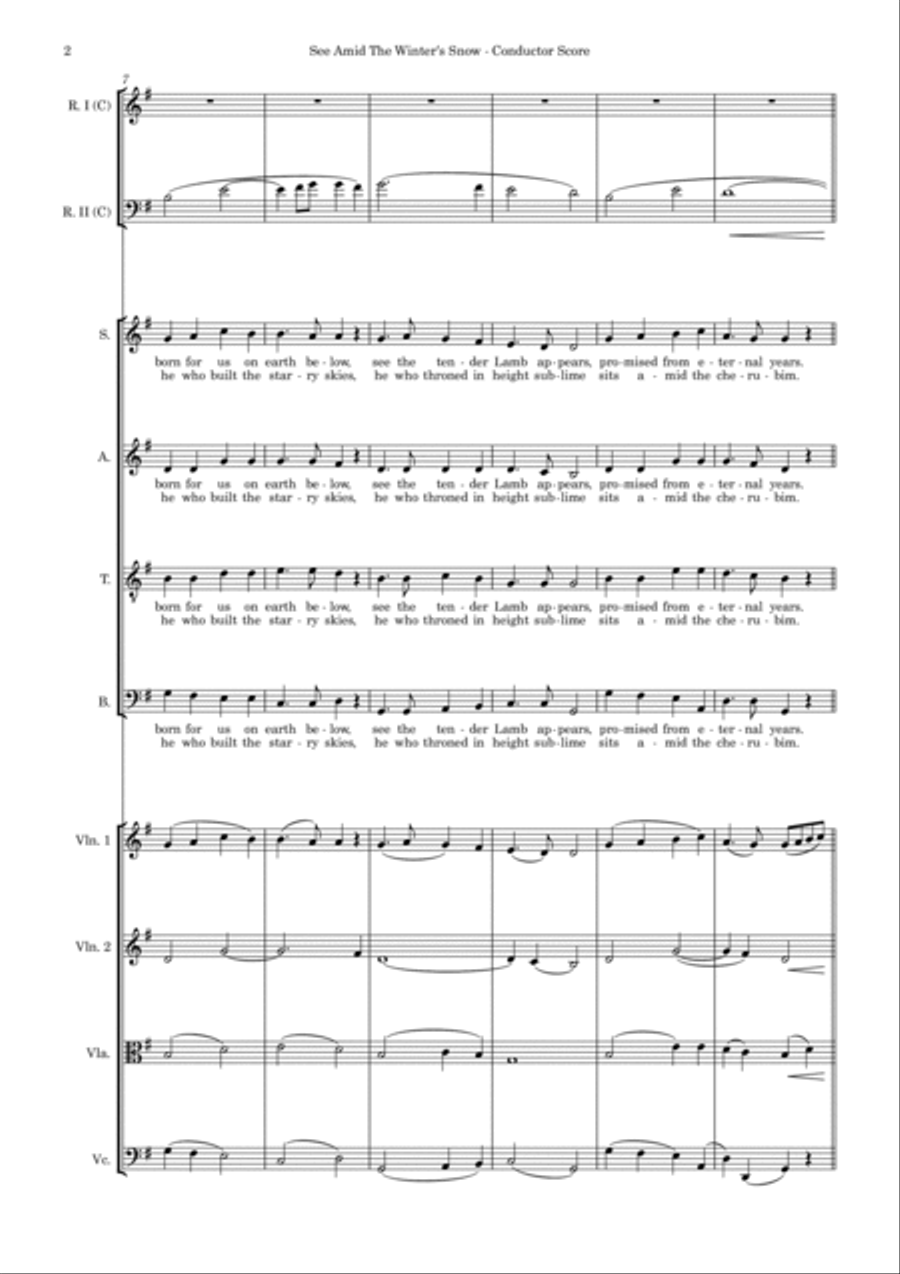 See Amid The Winter's Snow – SATB, String 4tet and flexible woodwind – Score and parts SATB scores gallery preview page 2