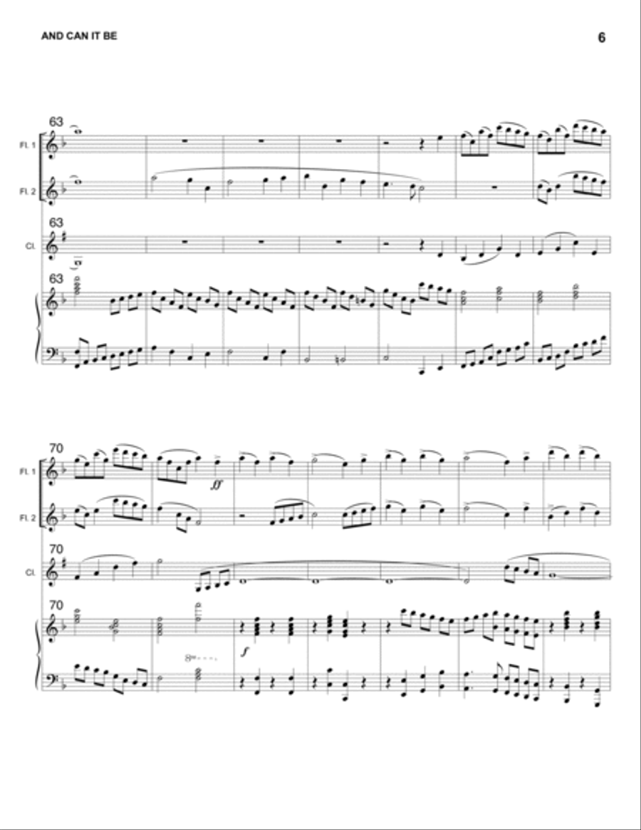 AND CAN IT BE - 2 FLUTES & CLARINET with Piano Accompaniment Small Ensemble scores gallery preview page 6