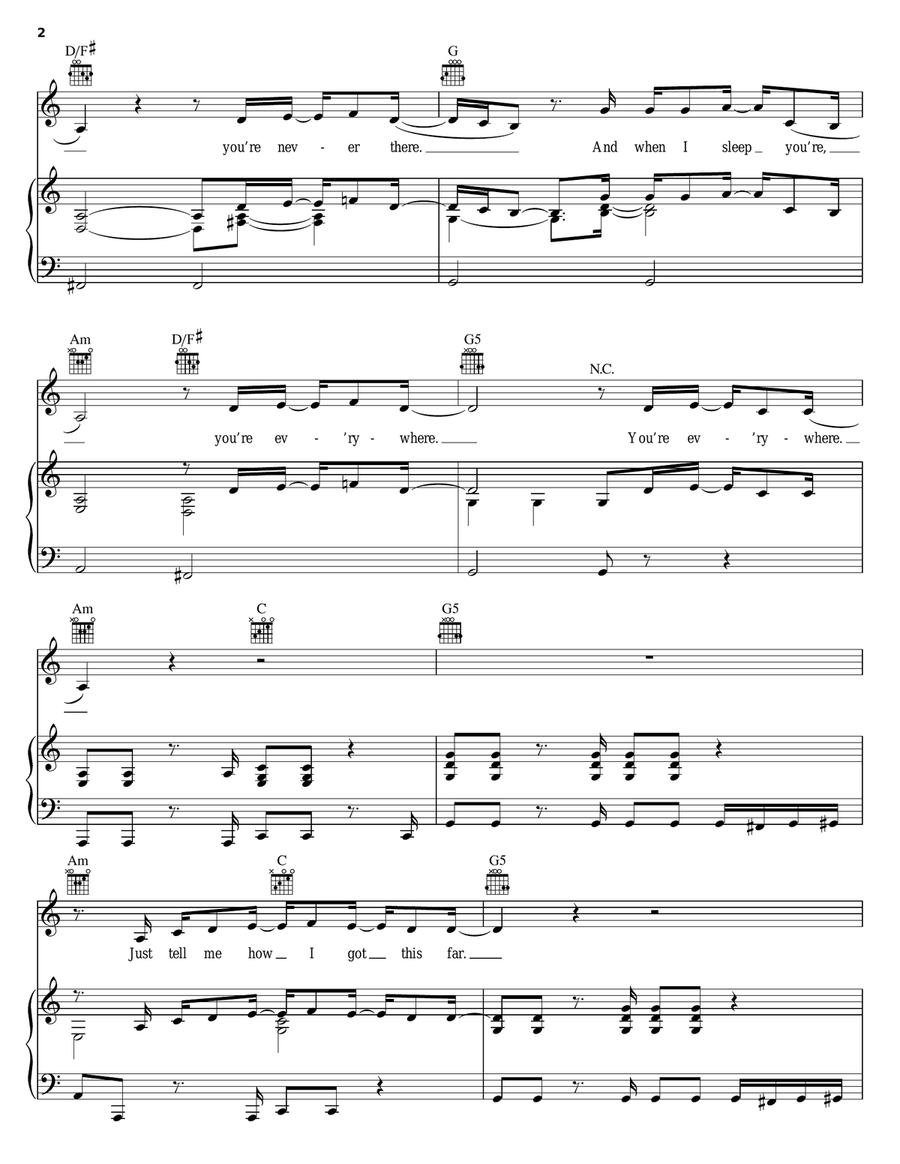Everywhere Piano, Vocal, Guitar scores gallery preview page 2