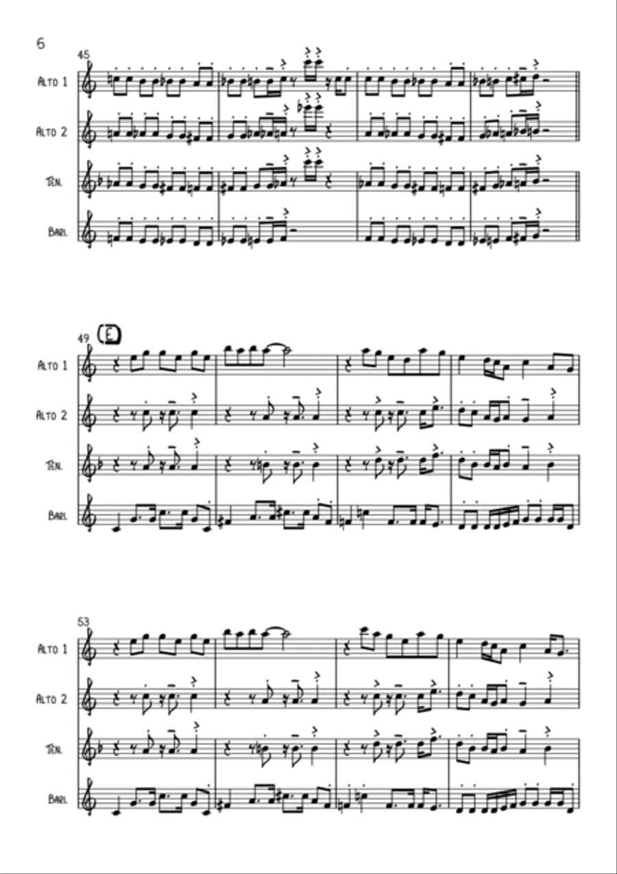 Sir Duke Saxophone Quartet scores gallery preview page 6