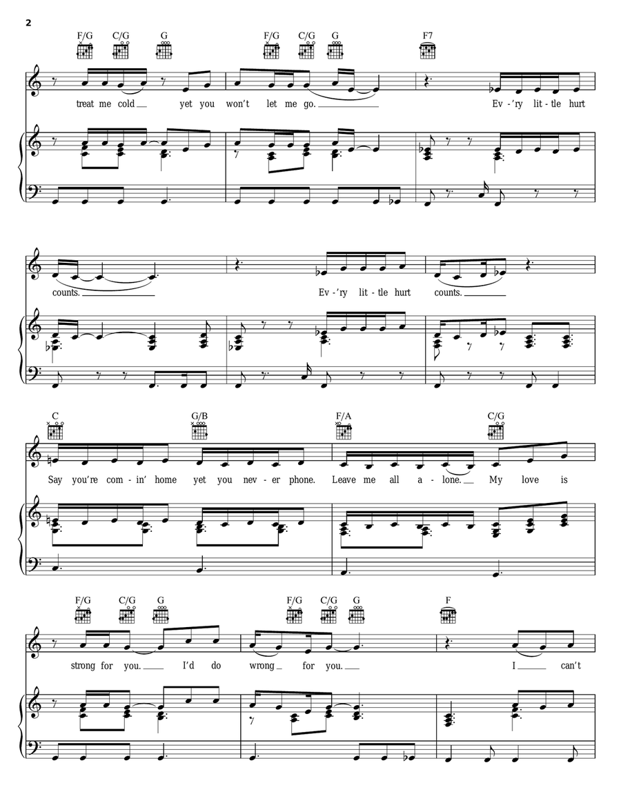 Every Little Bit Hurts Every Little Bit Hurts Piano, Vocal, Guitar scores gallery preview page 2
