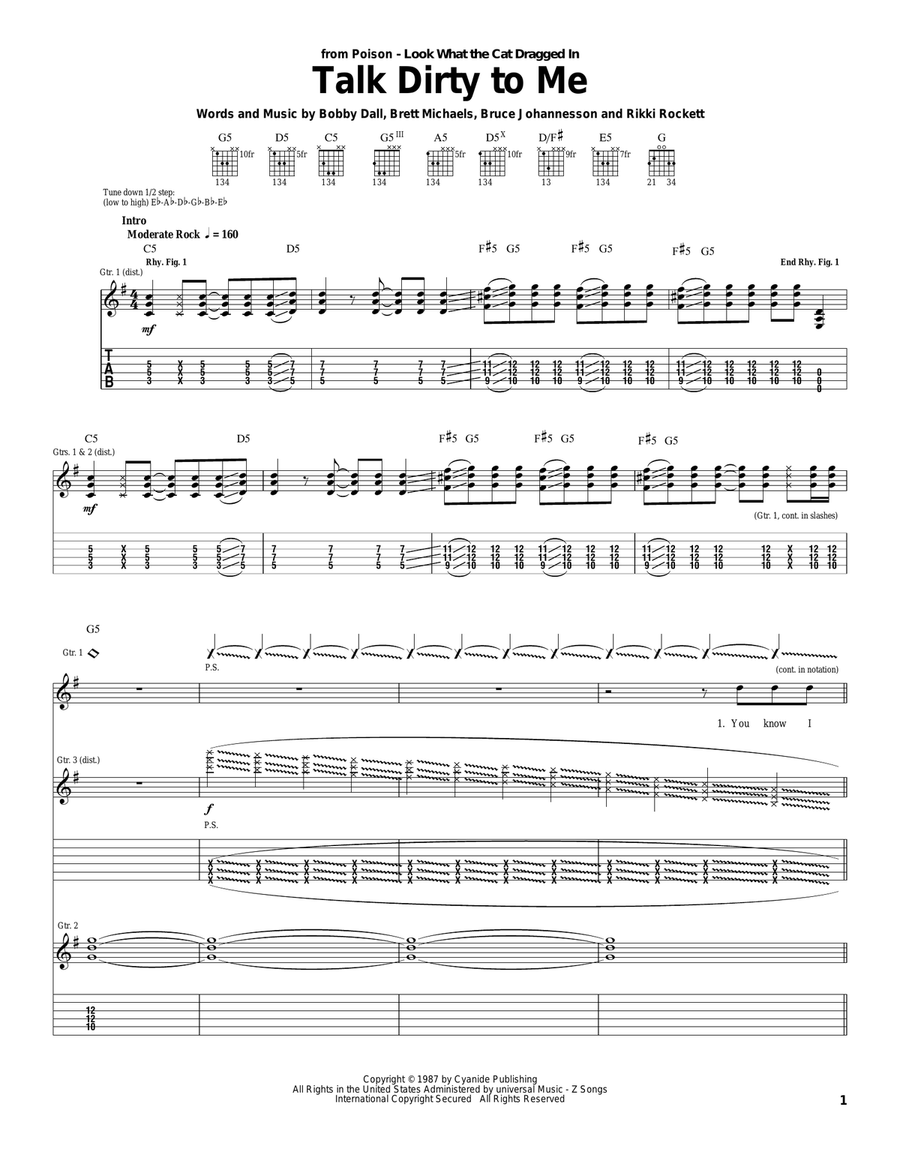 Talk Dirty To Me Acoustic Guitar scores gallery preview page 1