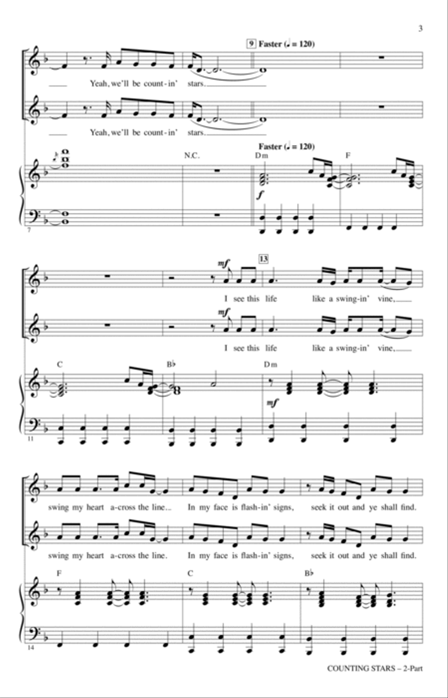 Counting Stars (arr. Mark Brymer) 2-Part scores gallery preview page 2