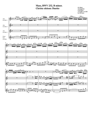 Christe eleison from Mass BWV 232 (arrangement for 4 recorders)