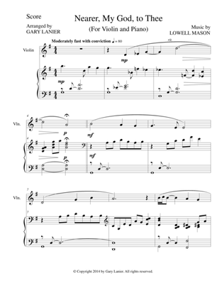 NEARER, MY GOD, TO THEE (Violin Piano and Violin Part)
