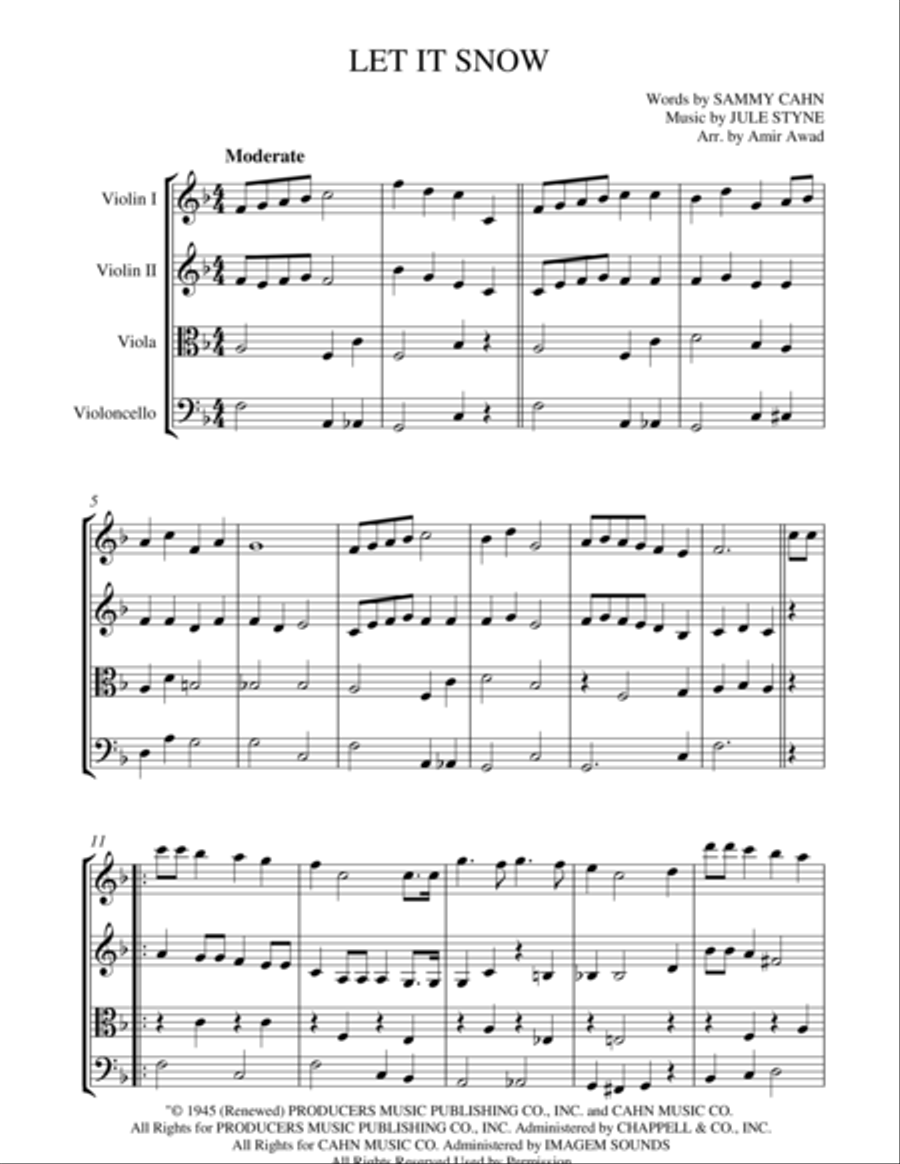 Let It Snow! Let It Snow! Let It Snow! Let It Snow! Let It Snow! Let It Snow! String Quartet scores gallery preview page 1