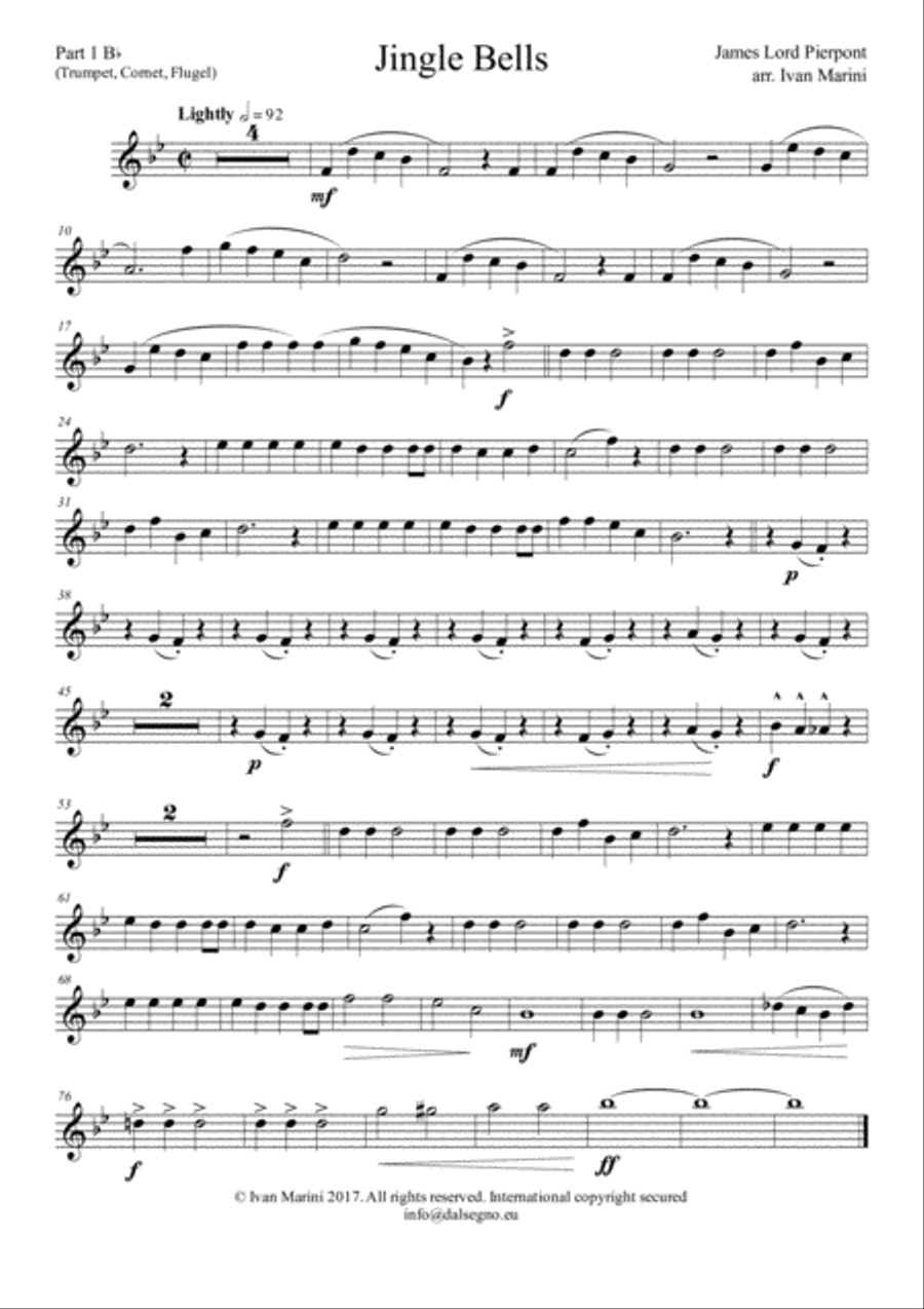 JINGLE BELLS by James Pierpont - for Brass Quartet Brass Quartet scores gallery preview page 6