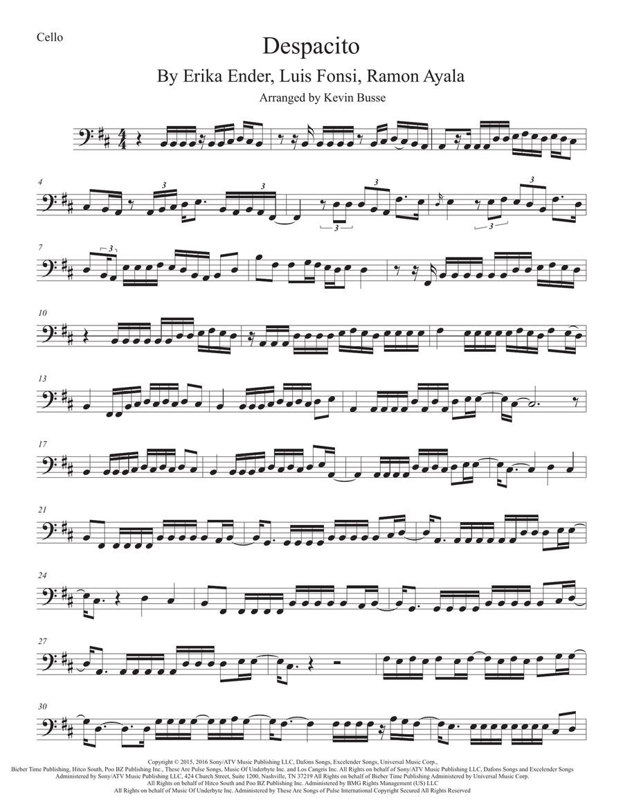 Despacito Cello Solo scores gallery preview page 1