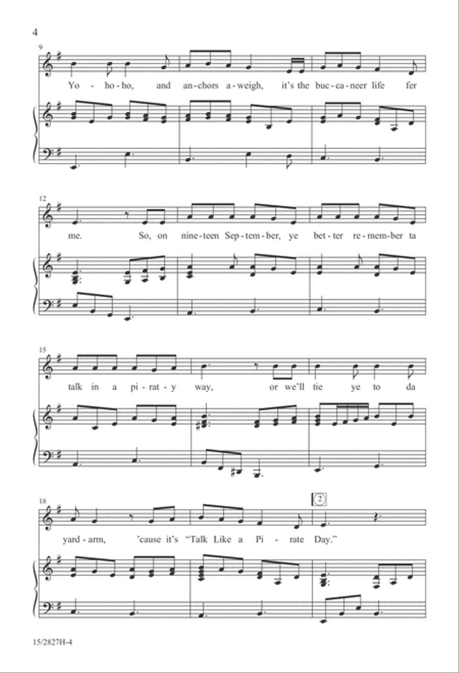 Talk Like a Pirate Unison Choir scores gallery preview page 5