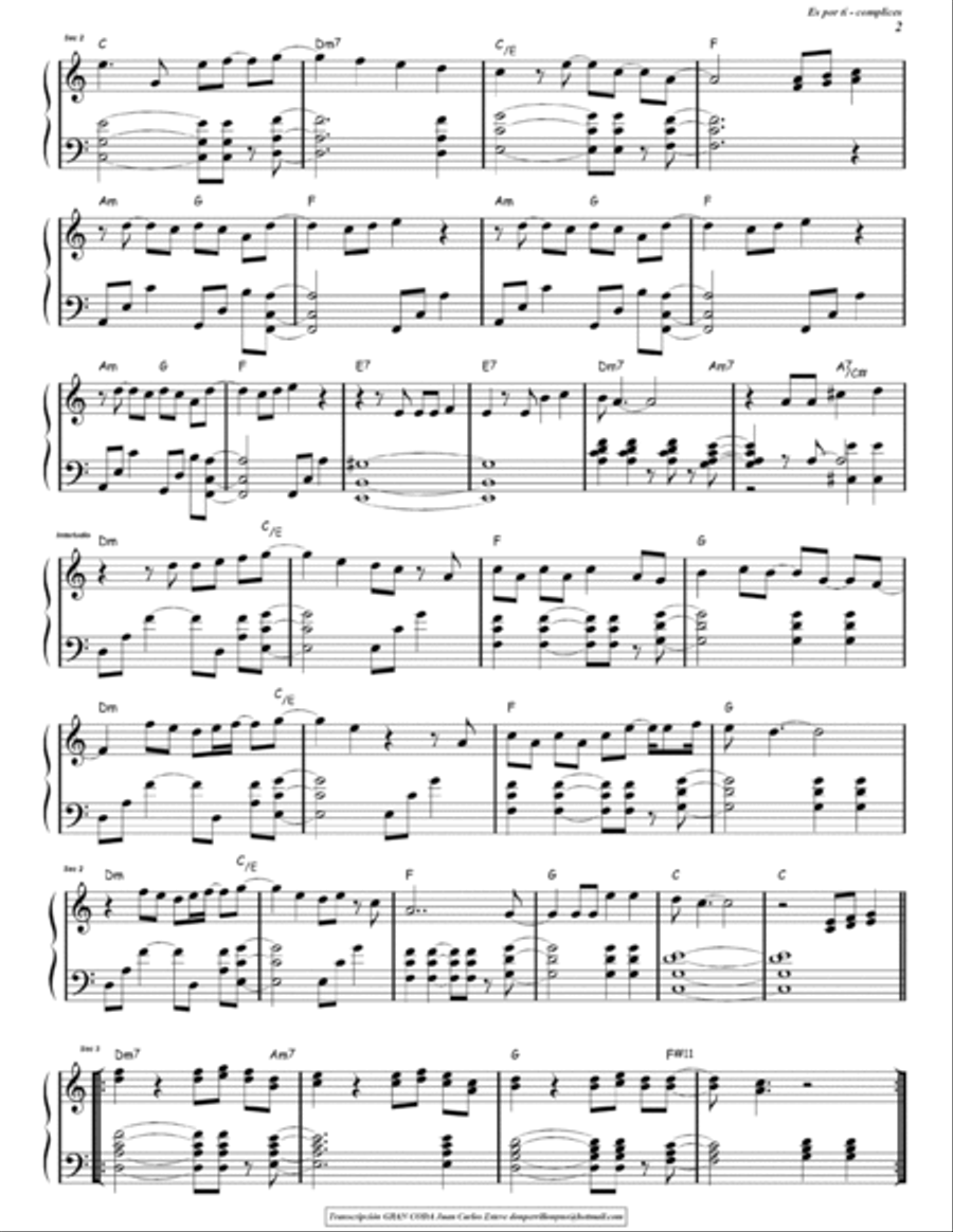 Es Por Ti Easy Piano scores gallery preview page 2