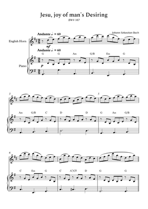 Jesu, Joy of Man's Desiring for English Horn and Piano (Arpeggios With Chords) - Score and Parts