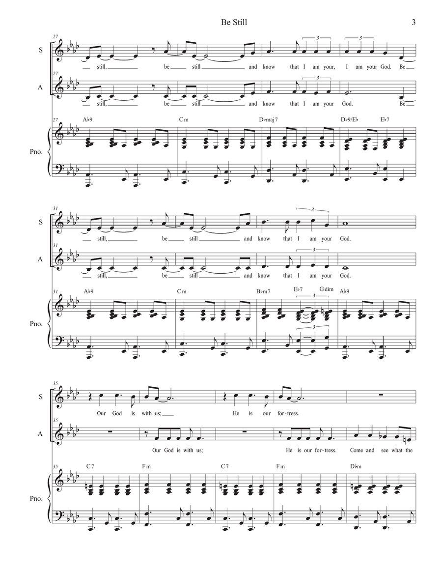 Be Still (Duet for Soprano and Alto solo) Alto Voice scores gallery preview page 3