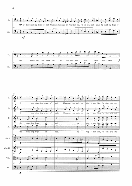 O Captain! My Captain! - For Bass (Solo, or all Basses), SATB Choir, Oboe and String Quartet image number null