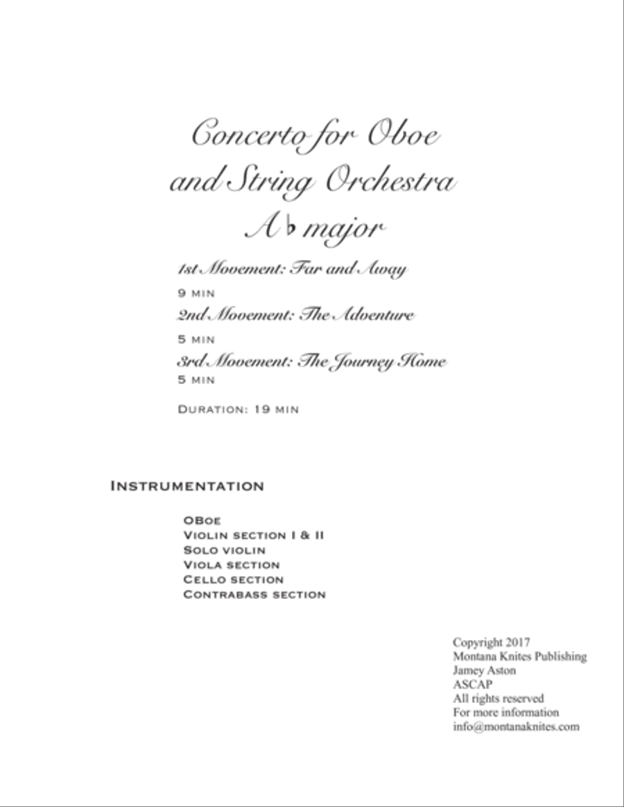 Far and Away: Concerto for Oboe and String Orchestra in A flat Major (8 1/2 x 11) Chamber Orchestra scores gallery preview page 2