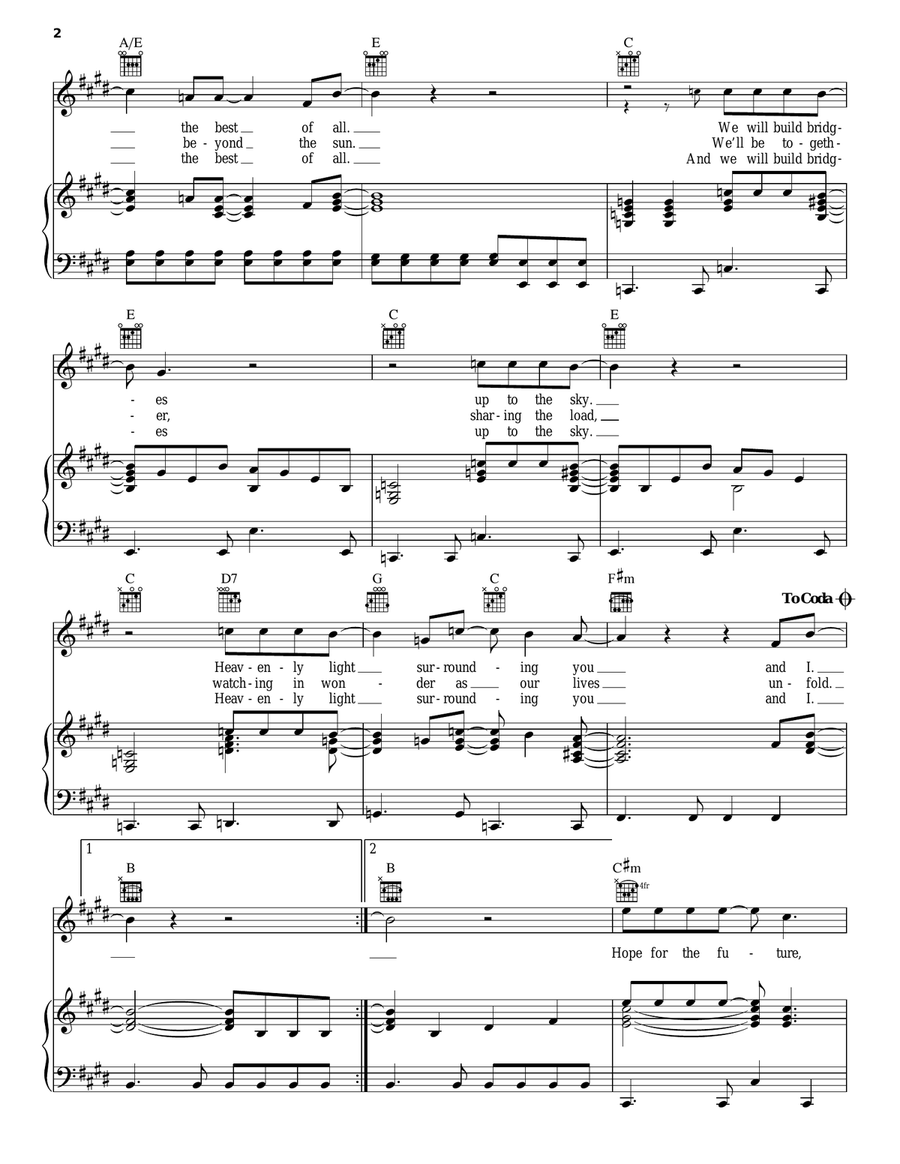 Hope For The Future Piano, Vocal, Guitar scores gallery preview page 2
