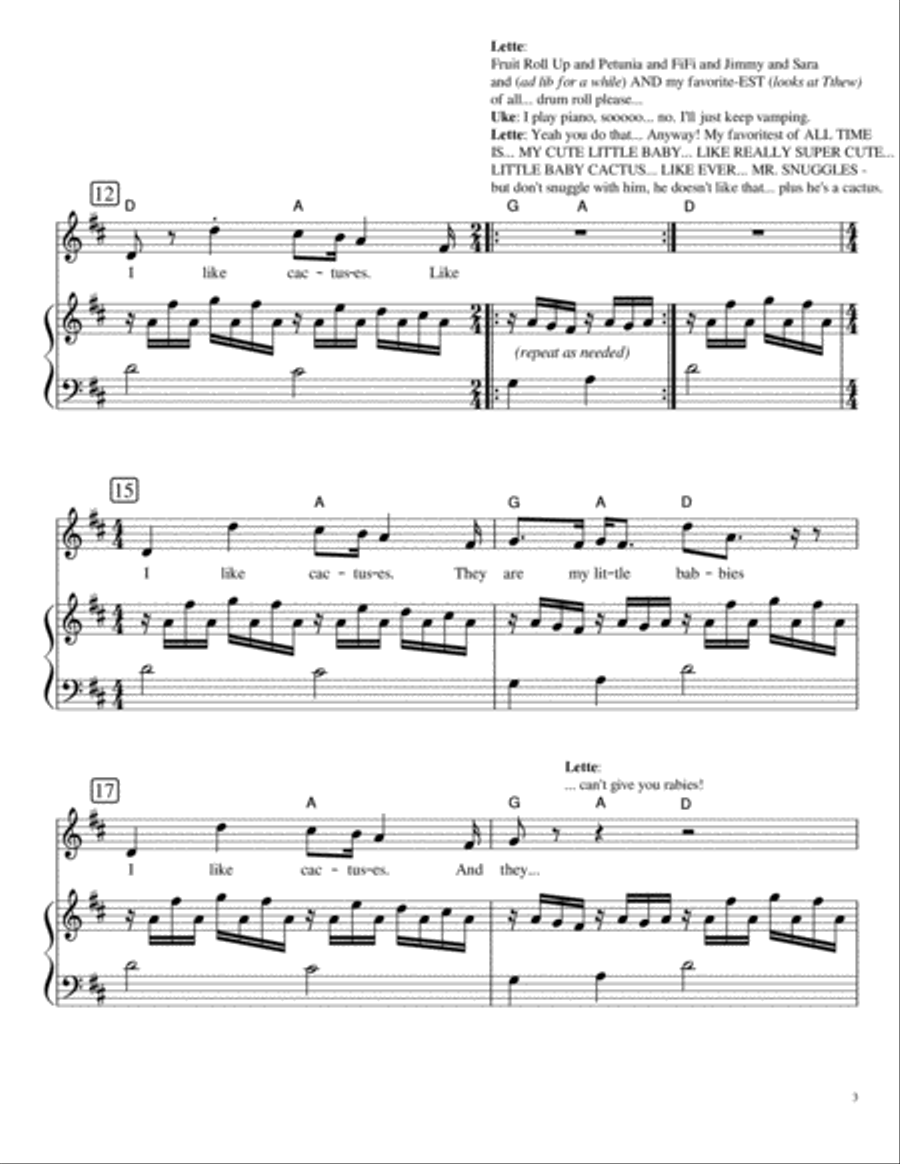 I Love Cactuses! Voice scores gallery preview page 3