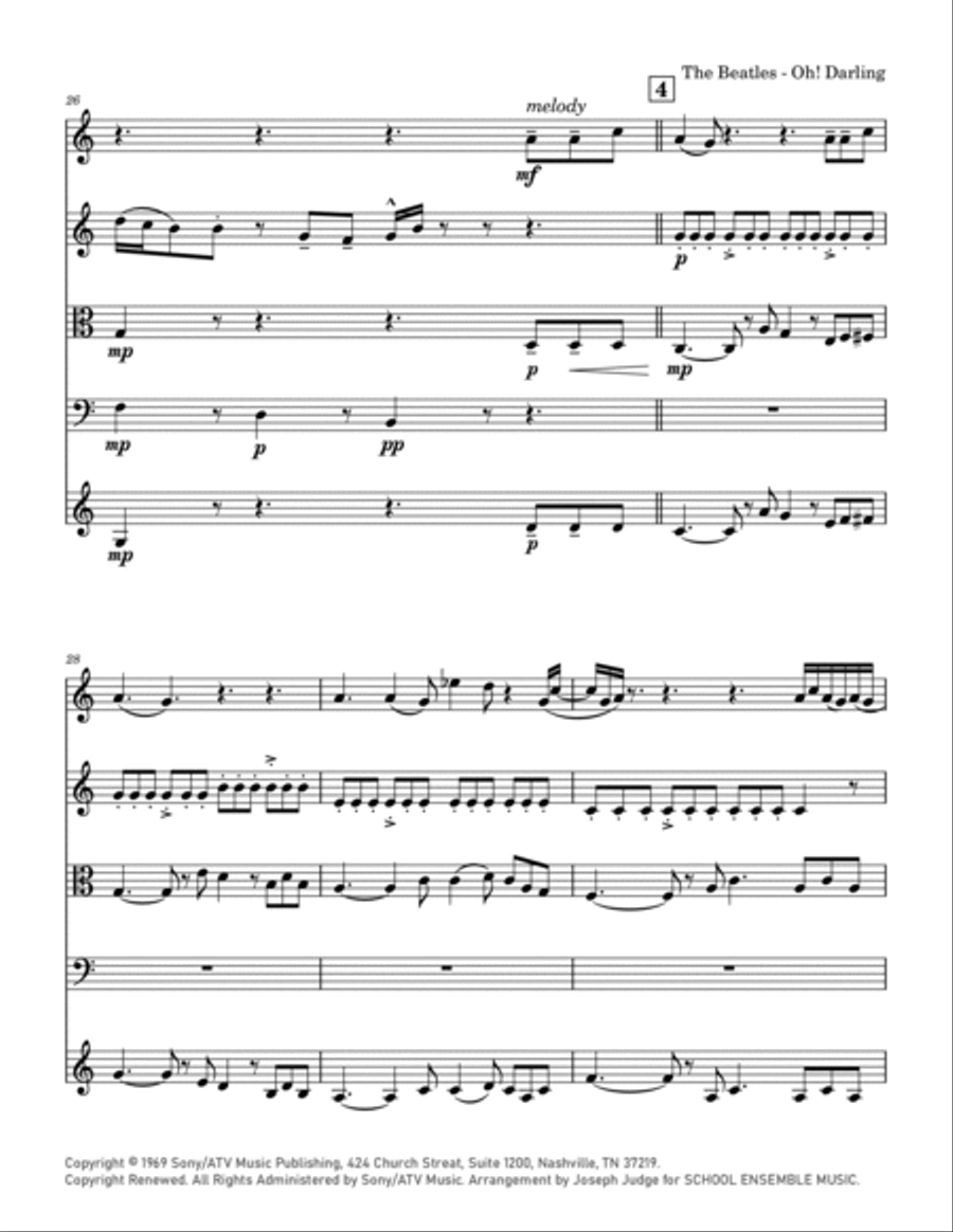 Oh! Darling String Quartet scores gallery preview page 5
