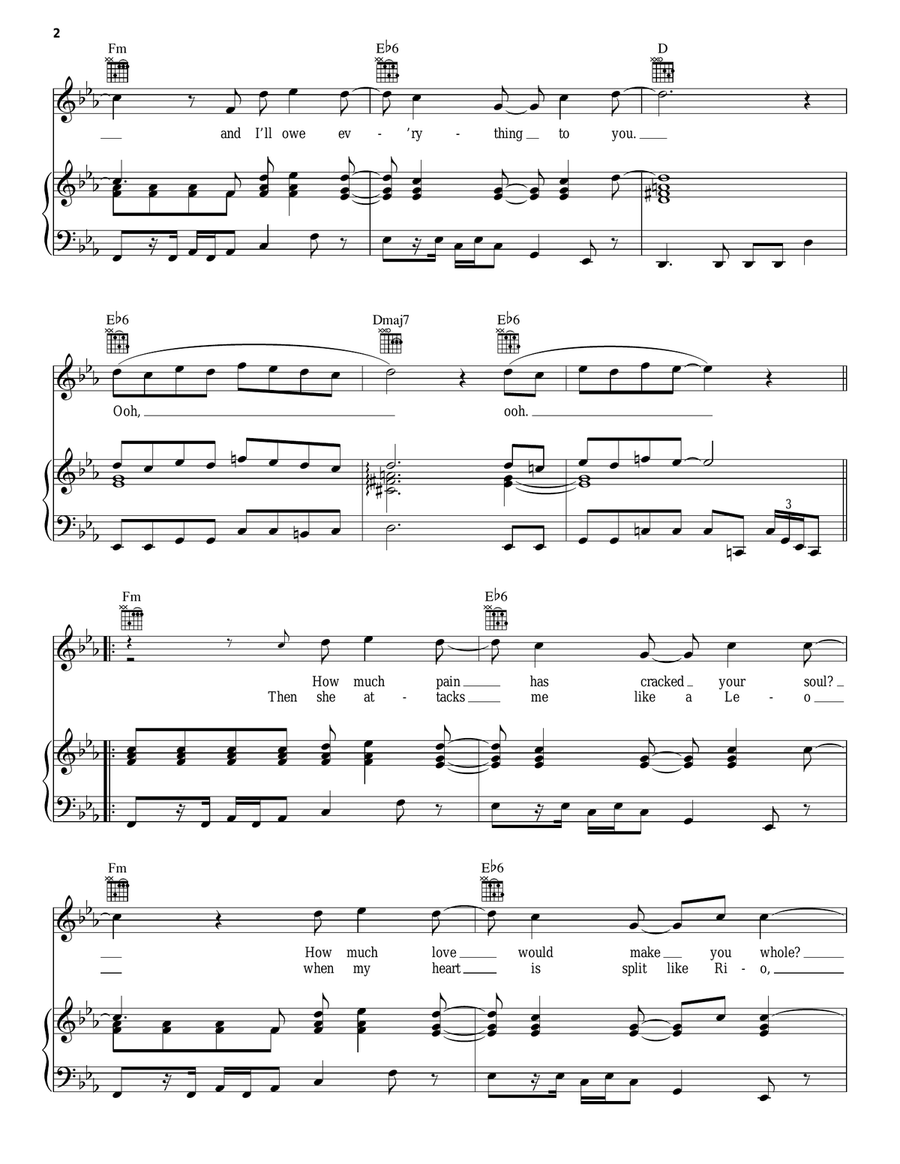 I Belong To You (New Moon Remix) Piano, Vocal, Guitar scores gallery preview page 2