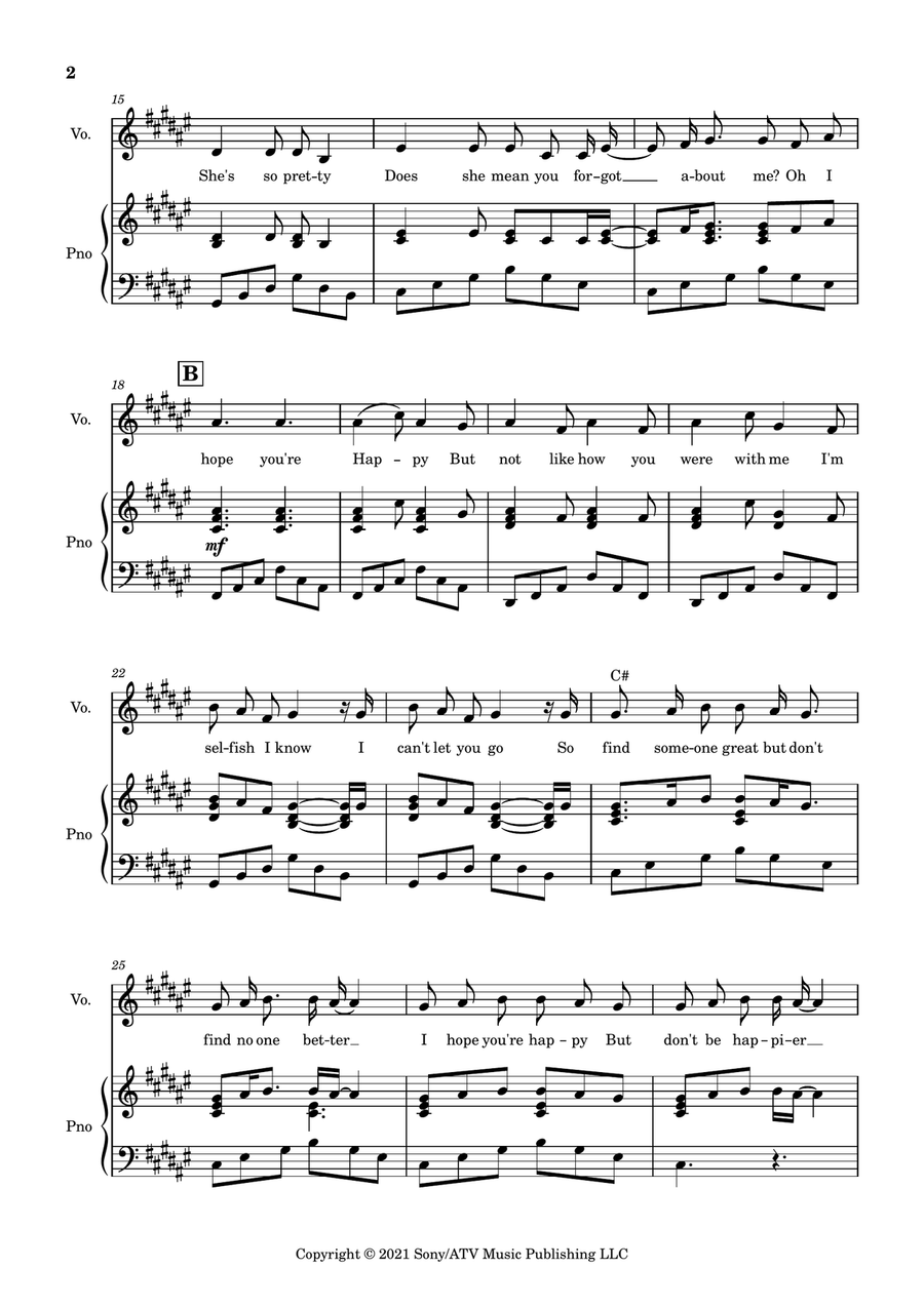 Happier Piano, Vocal scores gallery preview page 2