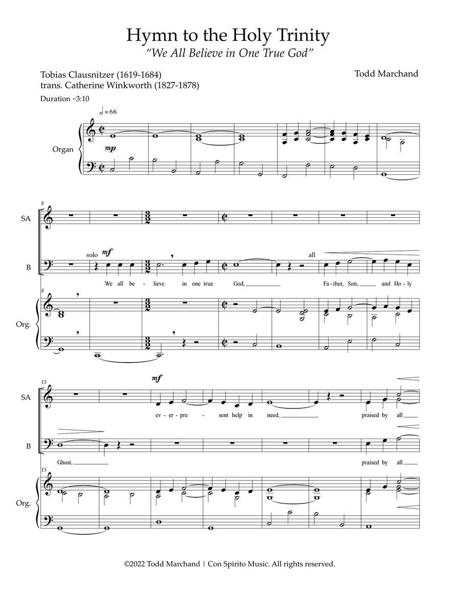 Hymn to the Holy Trinity — anthem for SAB voices, organ image number null