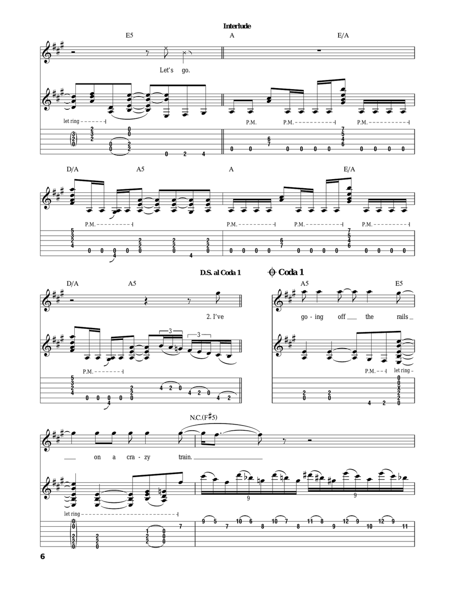 Crazy Train Acoustic Guitar scores gallery preview page 6