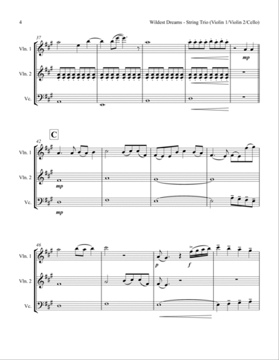 Wildest Dreams String Trio scores gallery preview page 6