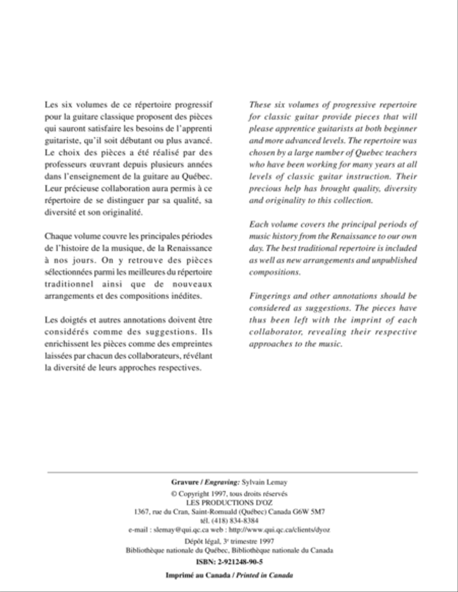 Répertoire progressif pour la guitare, vol. 5 Classical Guitar scores gallery preview page 1