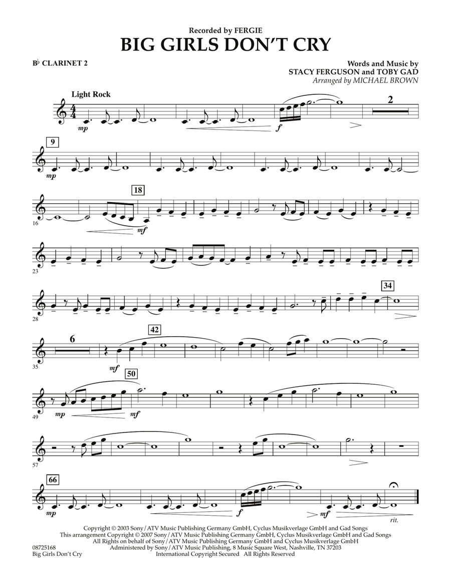 Big Girls Don't Cry - Bb Clarinet 2