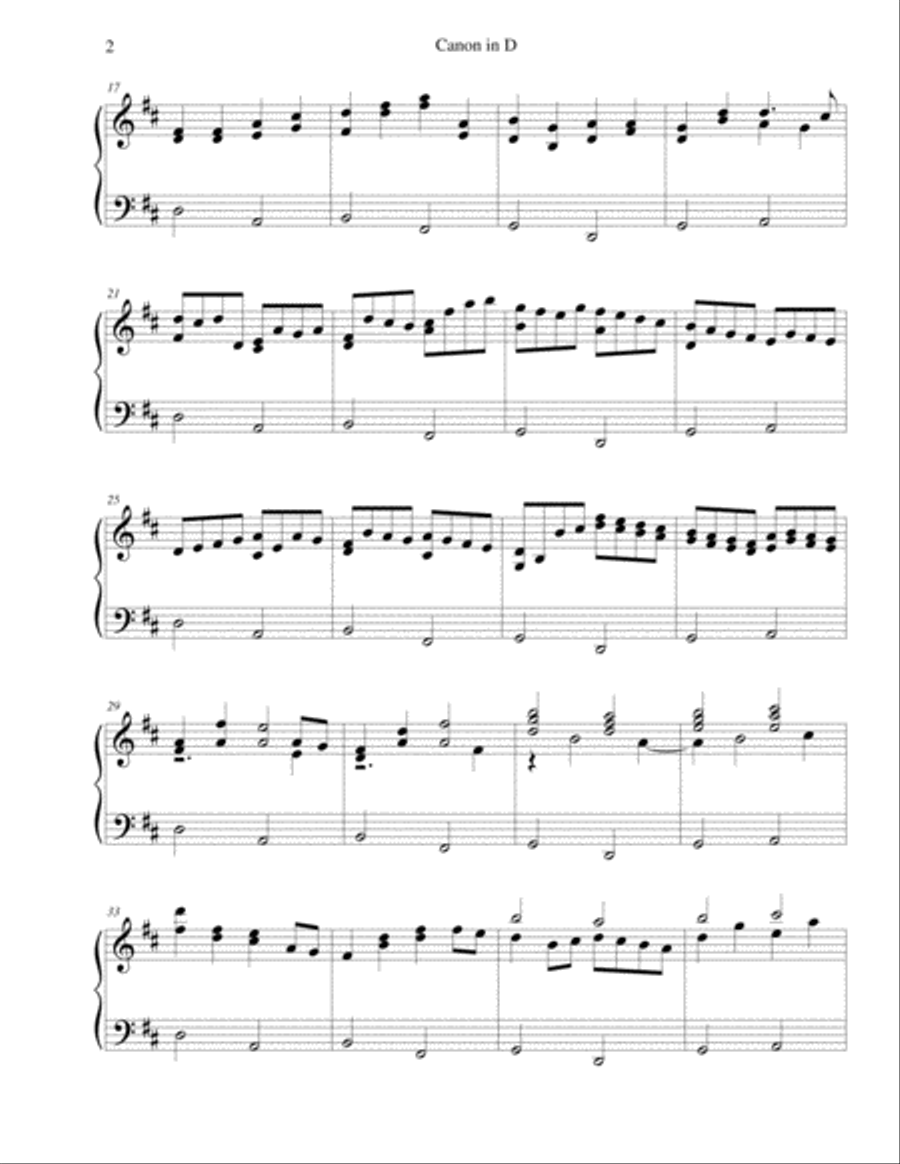 Pachelbel's Canon in D - authentic piano arrangement Piano Solo scores gallery preview page 2