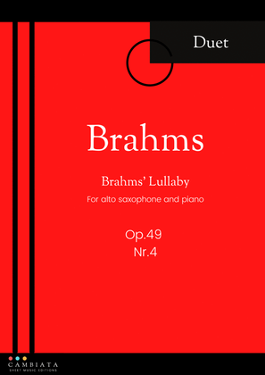 Brahms' Lullaby - Solo alto saxophone and piano accompaniment (Easy)