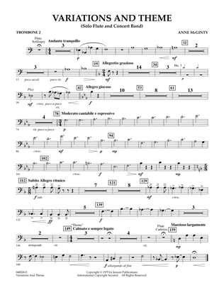 Book cover for Variations And Theme (for Flute Solo And Band) - Trombone 2
