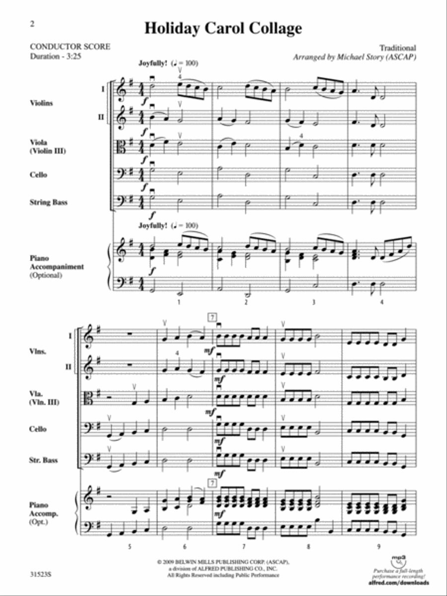 Holiday Carol Collage Holiday Carol Collage String Orchestra scores gallery preview page 2