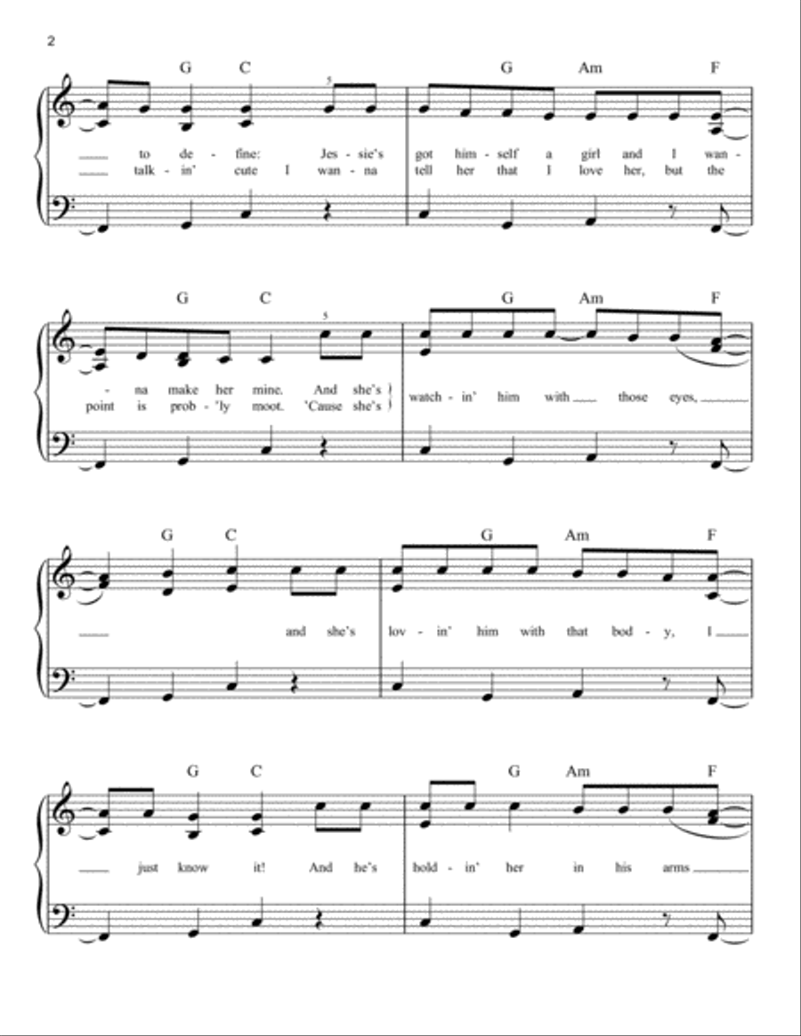 Jessie's Girl Easy Piano scores gallery preview page 2