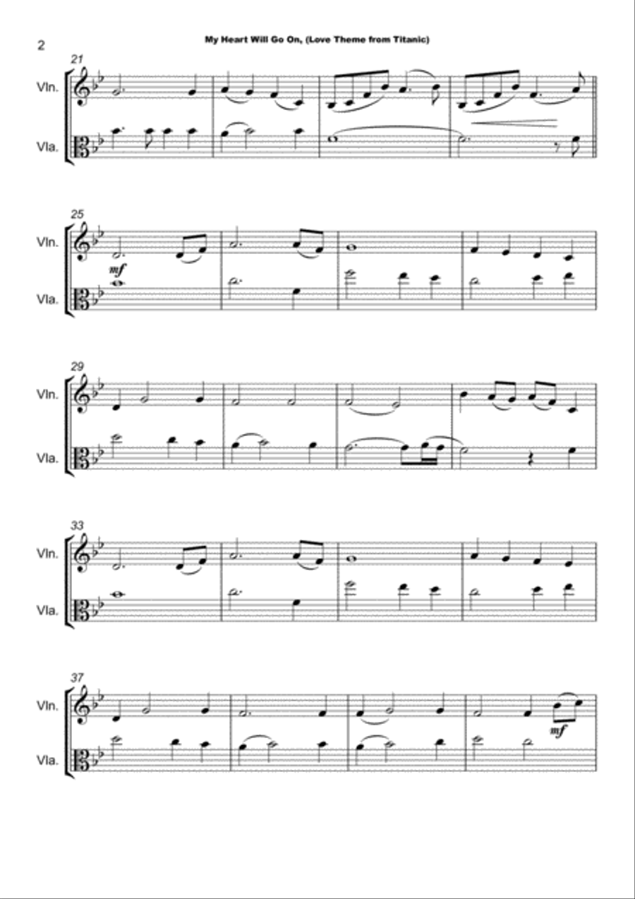 My Heart Will Go On (Love Theme from Titanic) String Duet scores gallery preview page 3