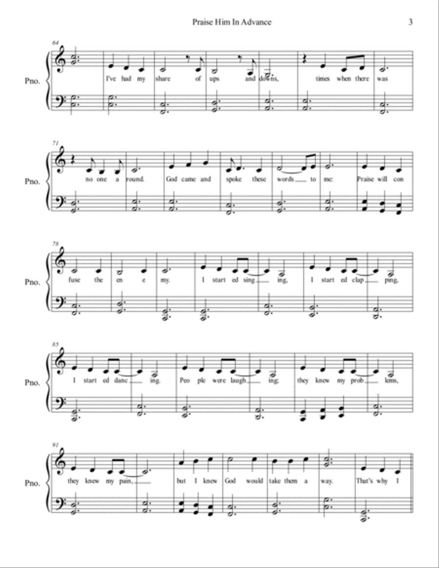 Praise Him In Advance Voice scores gallery preview page 3