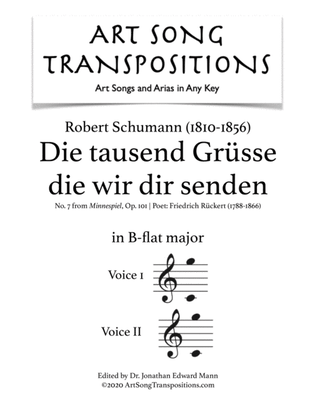 Book cover for SCHUMANN: Die tausend Grüsse die wir dir senden, Op. 101 no. 7 (transposed to B-flat major)