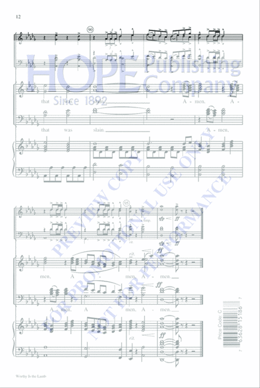 Worthy Is the Lamb Worthy Is the Lamb 4-Part scores gallery preview page 12