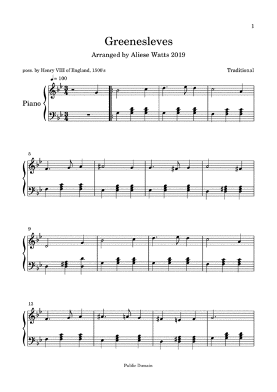 Greensleeves Small Ensemble scores gallery preview page 1