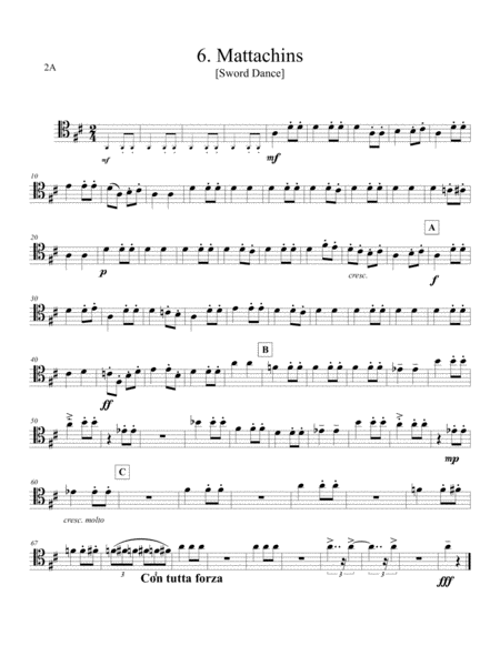Capriol Suite Mattachins arranged for 8 trombones. image number null