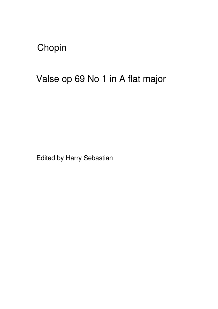 Chopin- Valse op 69 No 1 in A flat major Piano Solo scores gallery preview page 1